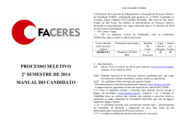 processo seletivo 2&ordm; semestre de 2014 manual do candidato