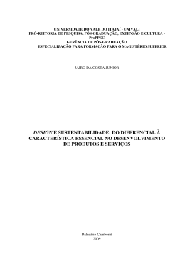 design e sustentabilidade: do diferencial &agrave; caracter&iacute;stica