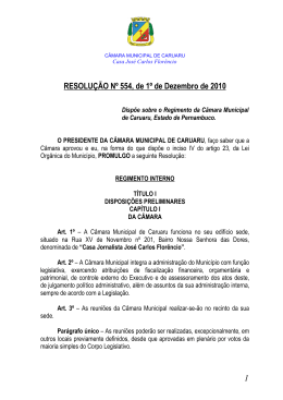 Regimento Interno - Câmara Municipal de Caruaru