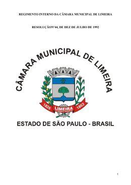 Regimento Interno - C&acirc;mara Municipal de Limeira