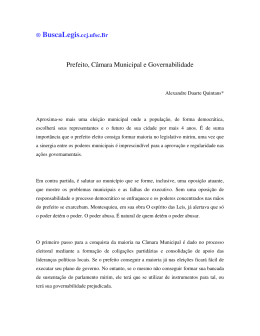 Prefeito, C&acirc;mara Municipal e Governabilidade