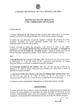 Protocolo de Colaboração - Câmara Municipal de Vila Franca de Xira