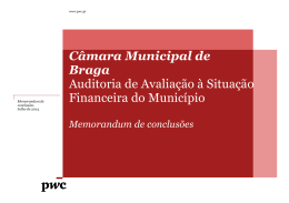 Câmara Municipal de Braga Auditoria de Avaliação à Situação