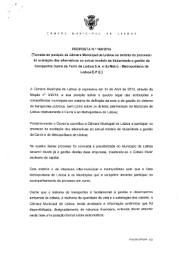 Tomada de posição da Câmara Municipal de Lisboa no âmbito