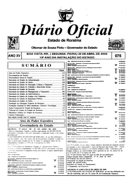 SUM&Aacute;RIO - Imprensa Oficial do Estado de Roraima