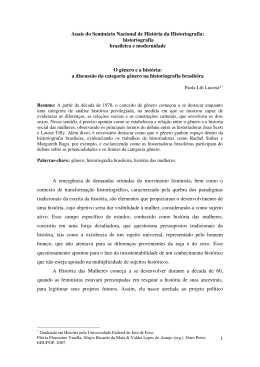 historiografia brasileira e modernidade O g&ecirc;nero e a hist&oacute;ria