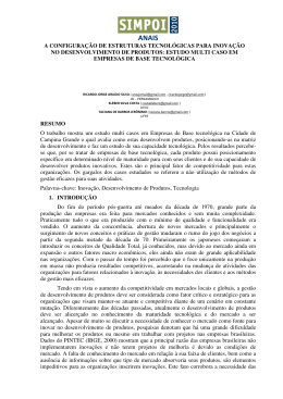 a configura&ccedil;&atilde;o de estruturas tecnol&oacute;gicas para inova&ccedil;&atilde;o
