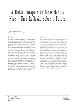 A Uni&atilde;o Europeia de Maastricht a Nice &ndash; Uma Reflex&atilde;o sobre o