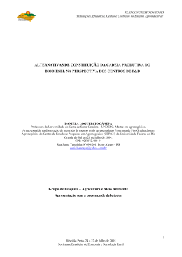 alternativas de constitui&ccedil;&atilde;o da cadeia produtiva do biodiesel na