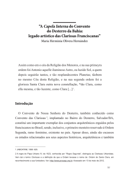 &ldquo;A Capela Interna do Convento do Desterro da Bahia: legado