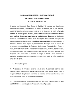 FACULDADE DOM BOSCO &ndash; CURITIBA / PARAN&Aacute; PROCESSO