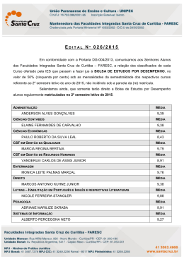 EDITAL Nº 025/2015 - Faculdades Santa Cruz