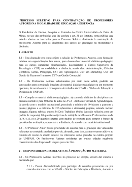 PROCESSO SELETIVO PARA CONTRATAÇÃO DE