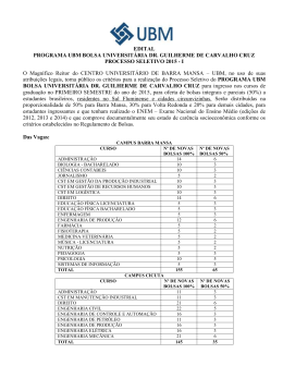 EDITAL PROGRAMA UBM BOLSA UNIVERSIT&Aacute;RIA DR