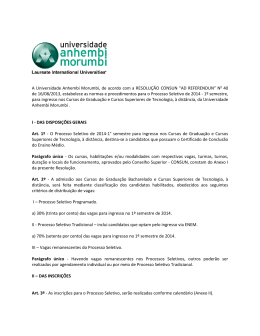 Edital Processo Seletivo 2014 – 1° semestre