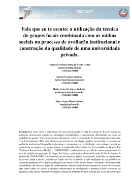 a utiliza&ccedil;&atilde;o da t&eacute;cnica de grupos focais combinada com as