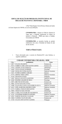 Edital de Sele&ccedil;&atilde;o dos Bolsistas PIBIM 2011