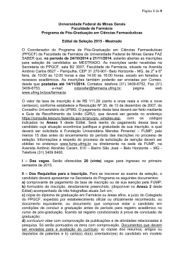 Edital Mestrado 2015 - Universidade Federal de Minas Gerais