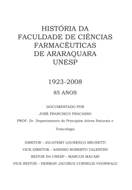 HIST&Oacute;RIA DA FACULDADE DE CI&Ecirc;NCIAS FARMAC&Ecirc;UTICAS DE