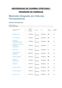 Mestrado Integrado em Ciências Farmacêuticas