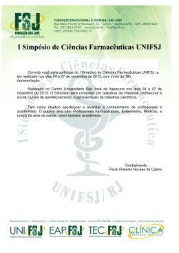 I Simpósio de Ciências Farmacêuticas UNIFSJ