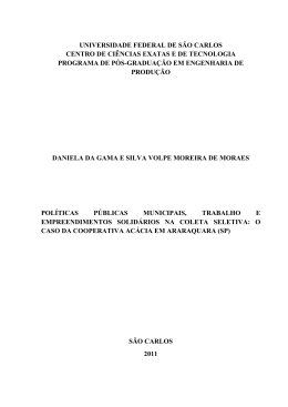 A Cooperativa Acácia - UFSCar - Universidade Federal de São Carlos