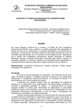 A gestão e o trabalho associado no cooperativismo