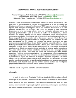 A GEOPOL&Iacute;TICA DA SOJA NOS CERRADOS PIAUIENSES Antonio