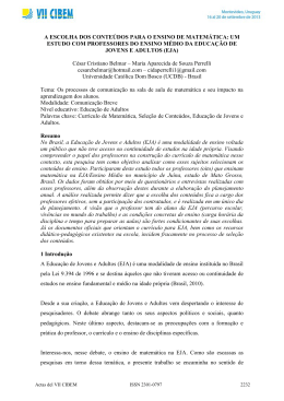 a escolha dos conte&uacute;dos para o ensino de matem&aacute;tica
