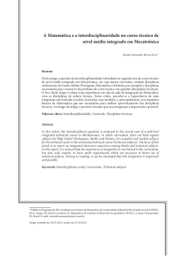 A Matem&aacute;tica e a interdisciplinaridade no curso t&eacute;cnico de n&iacute;vel