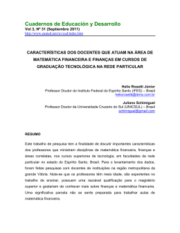 características dos docentes que atuam na área de matemática