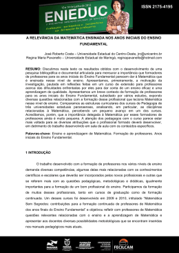 a relevância da matemática ensinada nos anos iniciais