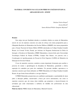 Artigo: MATERIAL CONCRETO NAS AULAS DO PIBID NO