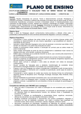601. Curr&iacute;culo e avalia&ccedil;&atilde;o para as S&eacute;ries Iniciais do Ensino