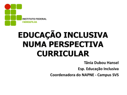 Educação Inclusiva numa Perspectiva Curricular