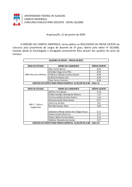 Resultado Prova Escrita - Copeve - Universidade Federal de Alagoas