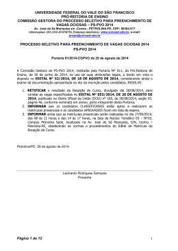Retifica&ccedil;&atilde;o do Resultado da Transfer&ecirc;ncia Interna - SRCA