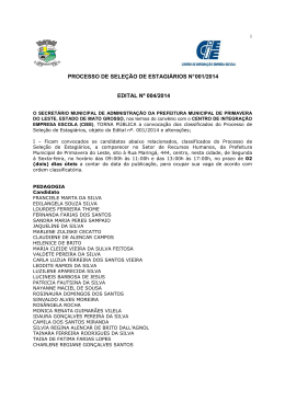 processo de sele&ccedil;&atilde;o de estagi&aacute;rios n&deg; 001/2014 edital n&ordm; 004/2014