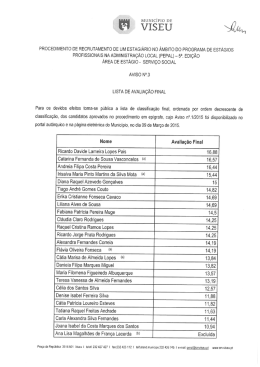 Aviso nº3 - Lista de Avaliação Final