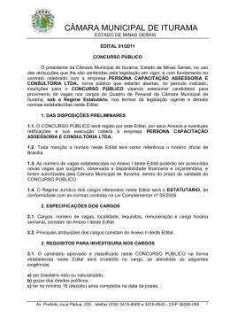 edital concurso p&uacute;blico - C&acirc;mara Municipal de Iturama