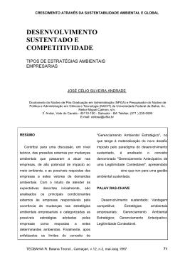 DESENVOLVIMENTO SUSTENTADO E COMPETITIVIDADE