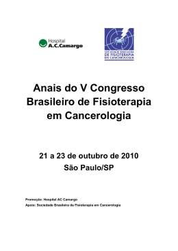 Anais do V Congresso Brasileiro de Fisioterapia em Cancerologia