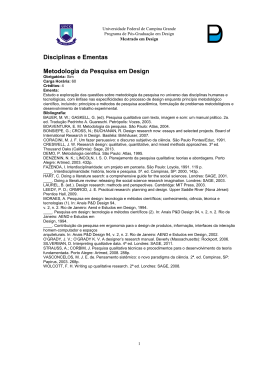 Disciplinas e Ementas Metodologia da Pesquisa em Design