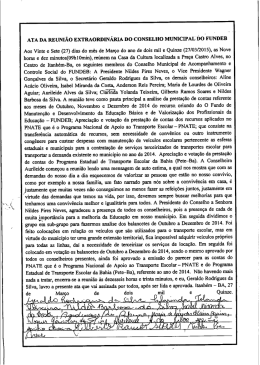 Ata da Reunião Extraordinária do Conselho Municipal do Fundeb.