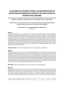 as influ&ecirc;ncias da filosofia natural e da naturphilosophie na