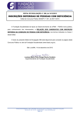 Inscri&ccedil;&otilde;es Deferidas de Pessoas com Defici&ecirc;ncia