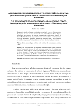 A PROXIMIDADE PESQUISADOR/OBJETO COMO POT&Ecirc;NCIA