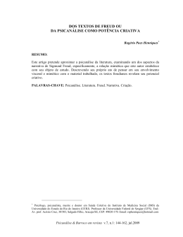 Dos textos de Freud ou da psican&aacute;lise como pot&ecirc;ncia criativa