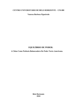 Equil&iacute;brio de Poder A China Como Pot&ecirc;ncia Balanceadora do