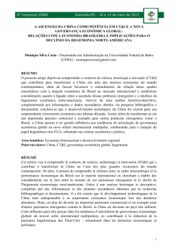 A ascens&atilde;o da China como pot&ecirc;ncia em C&T e a nova